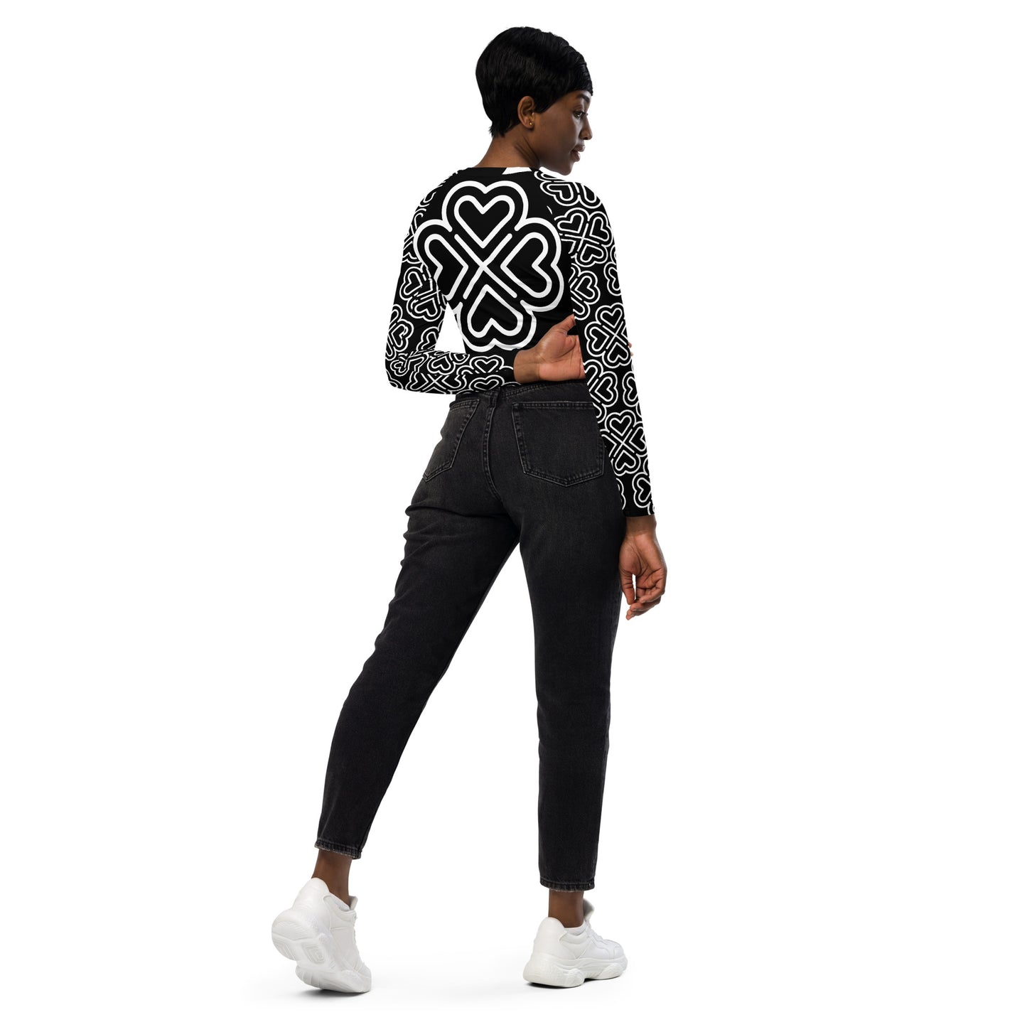 Marthann Hearts Long-Sleeve Crop Top