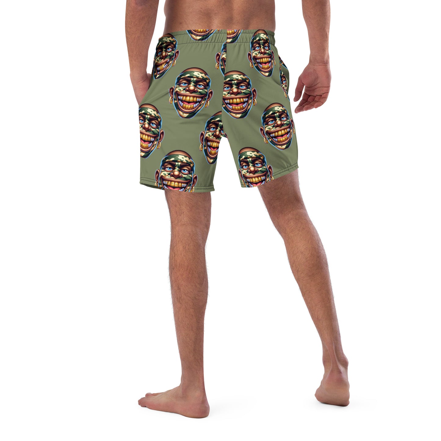 Marthann Camo Swim Trunks|Sage Green