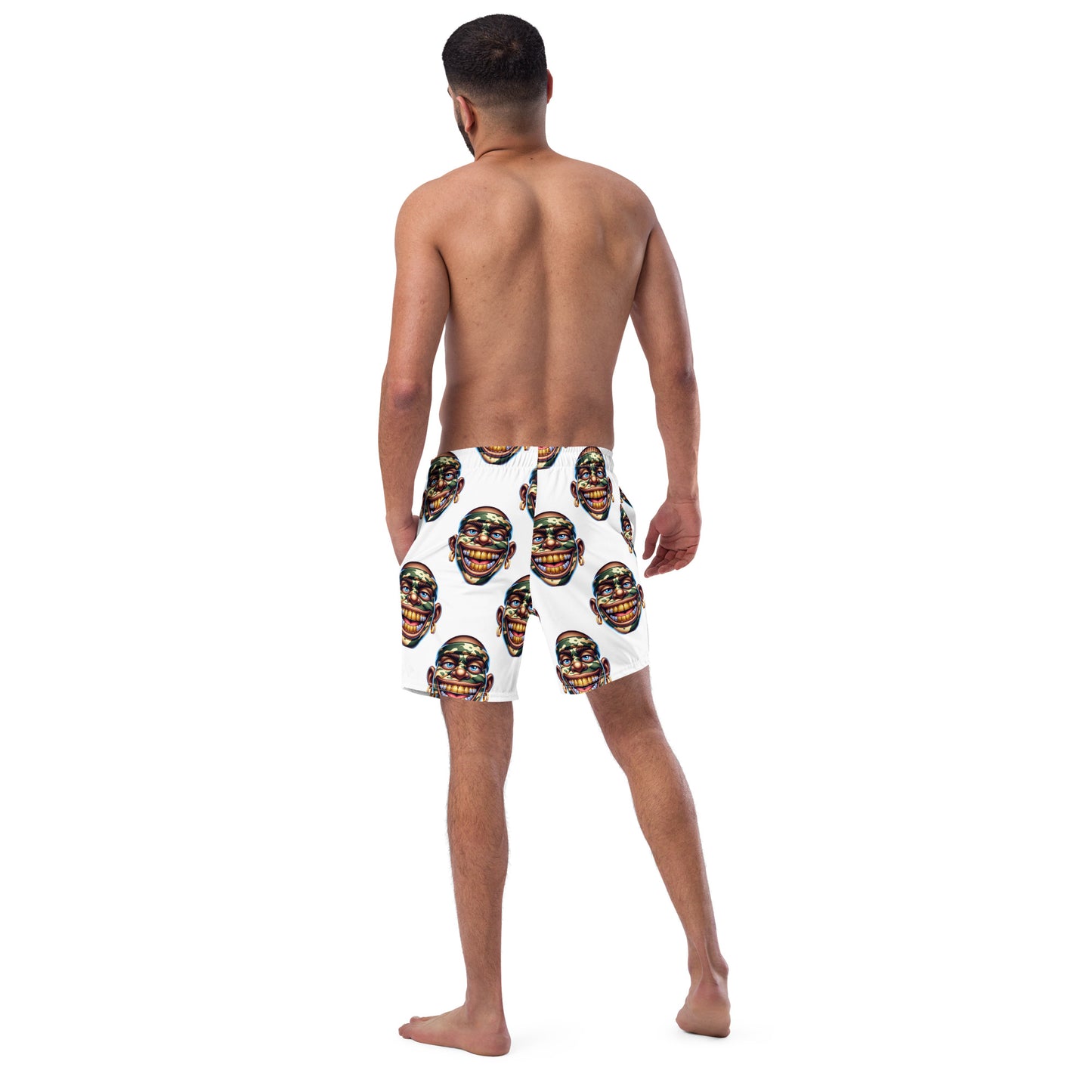 Marthann Army Camo Swim Trunks|White