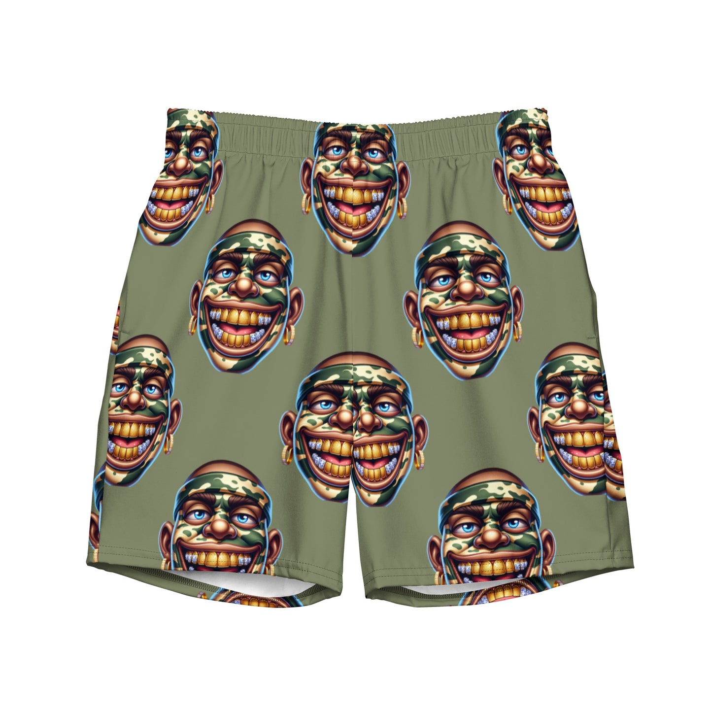 Marthann Camo Swim Trunks|Sage Green