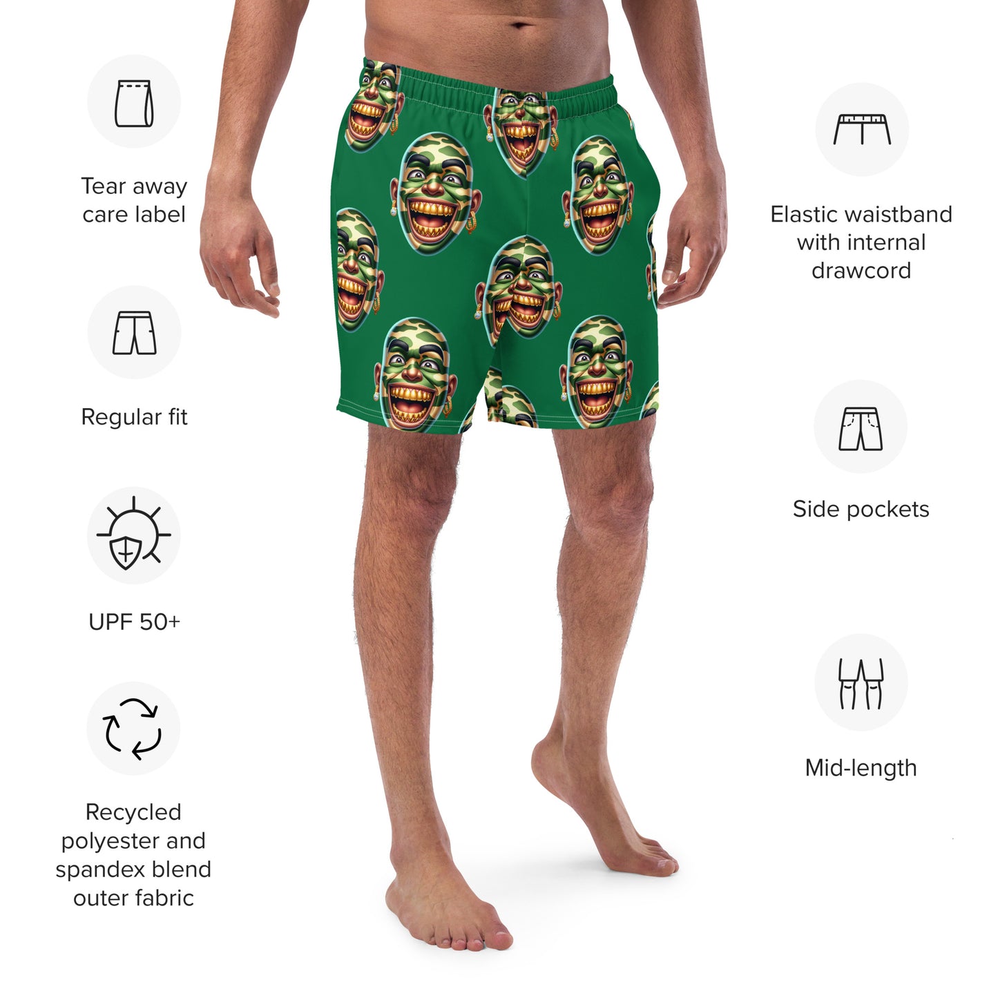 Marthann Army Style Swim Trunks|Lucky Green