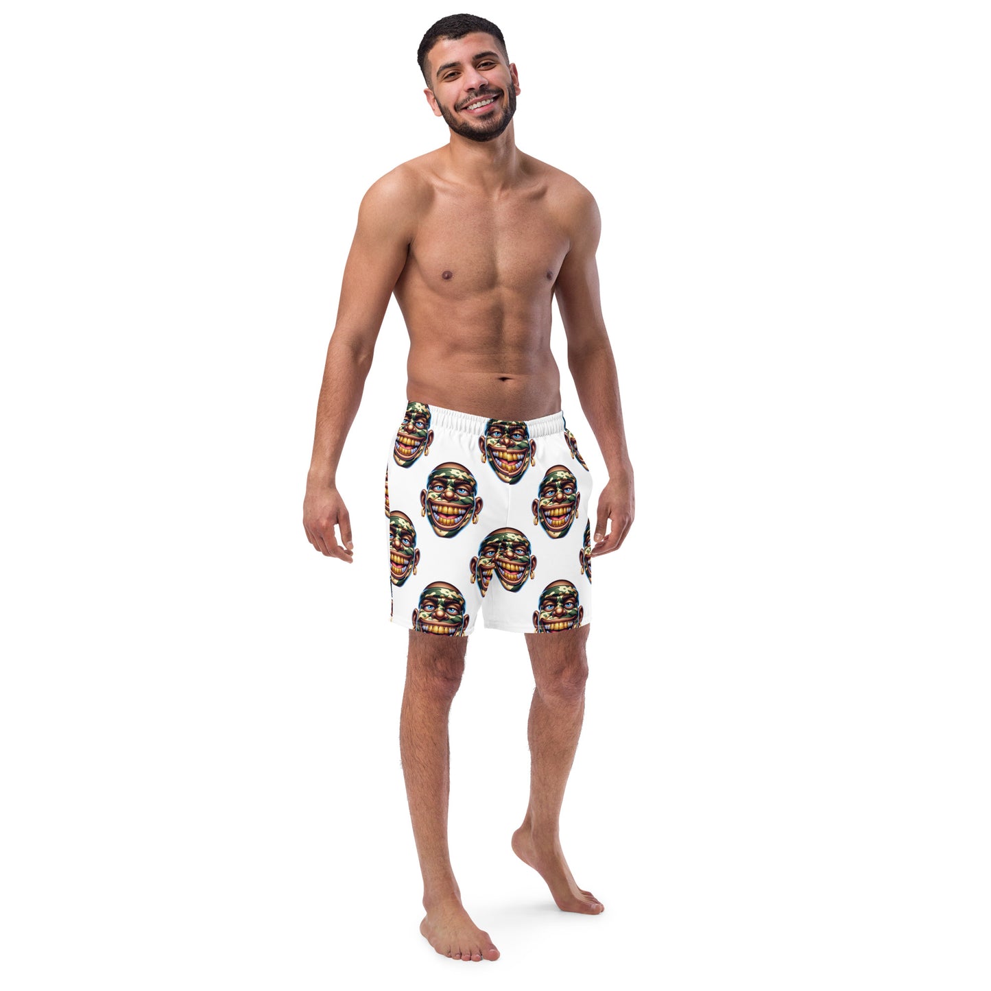 Marthann Army Camo Swim Trunks|White