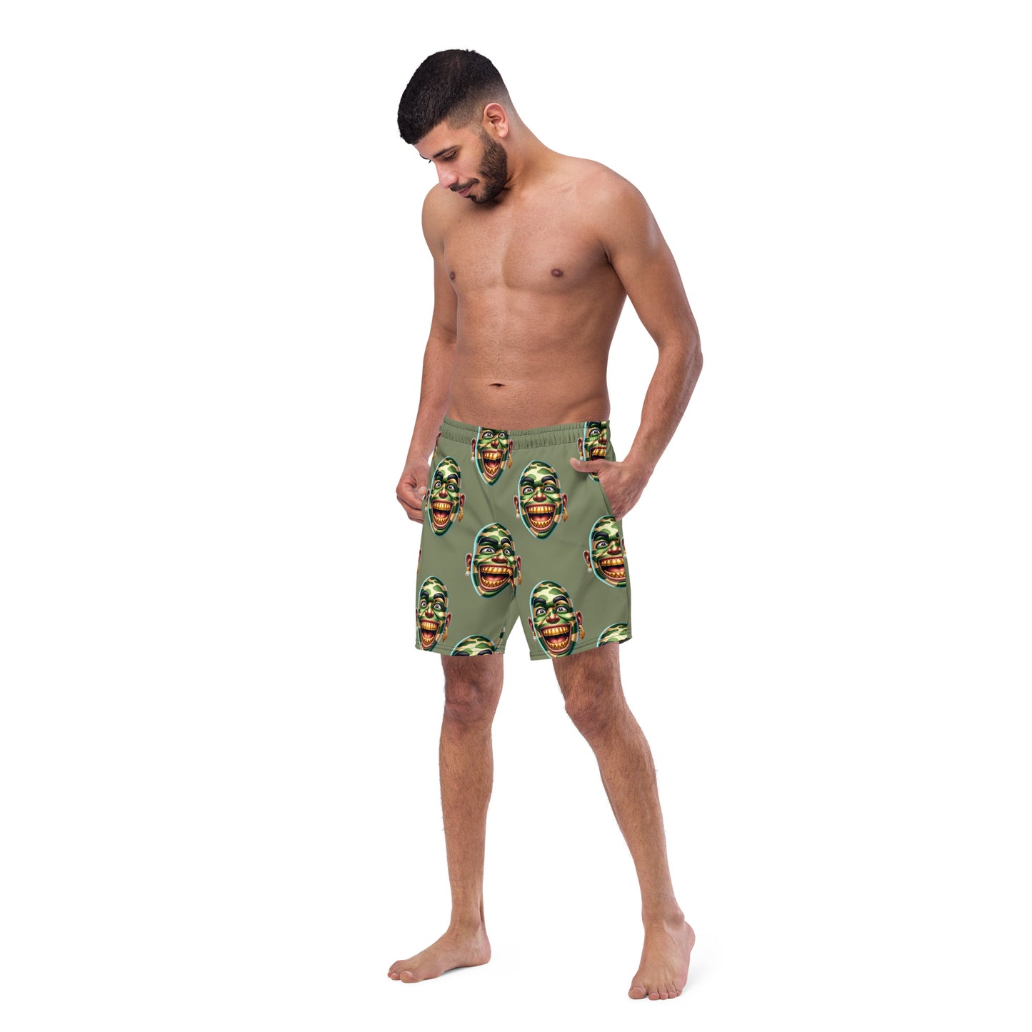 Marthann Army Style Swim Trunks|Sage Green