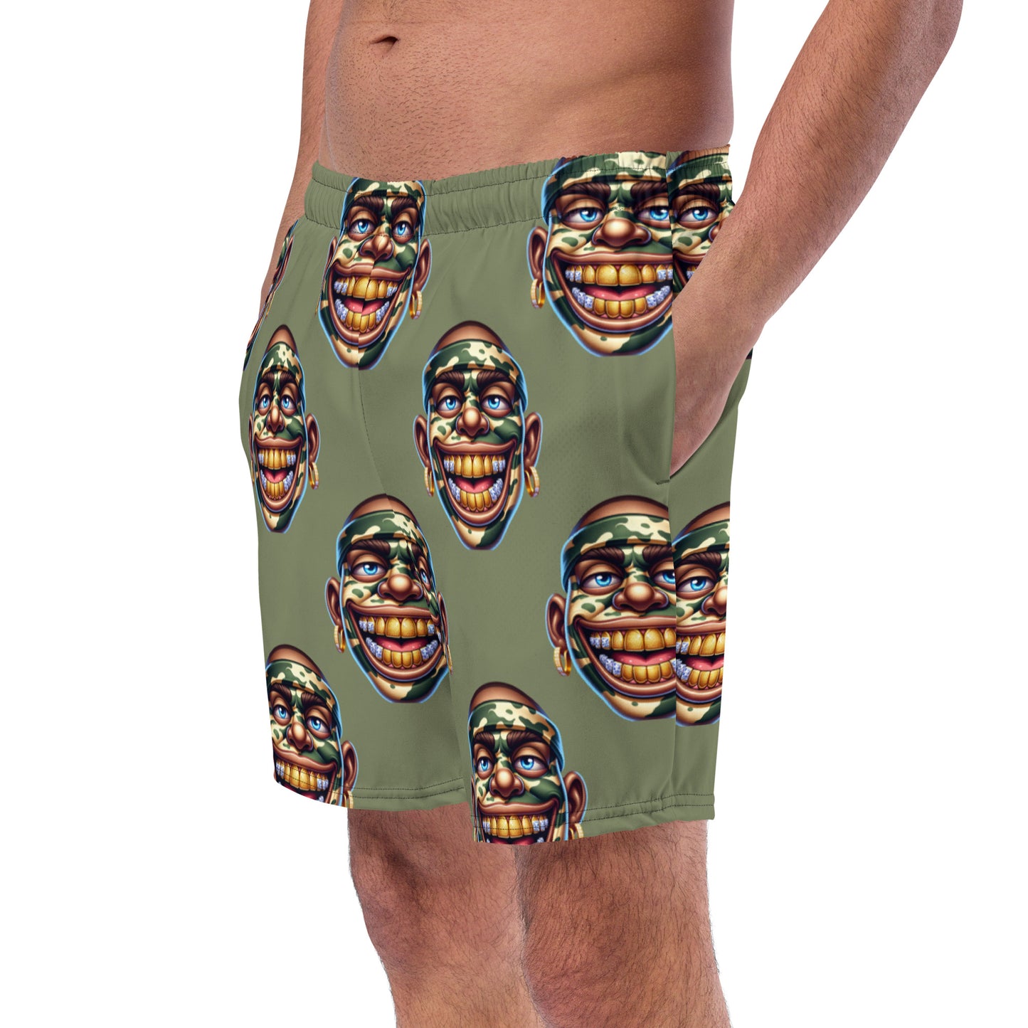 Marthann Camo Swim Trunks|Sage Green