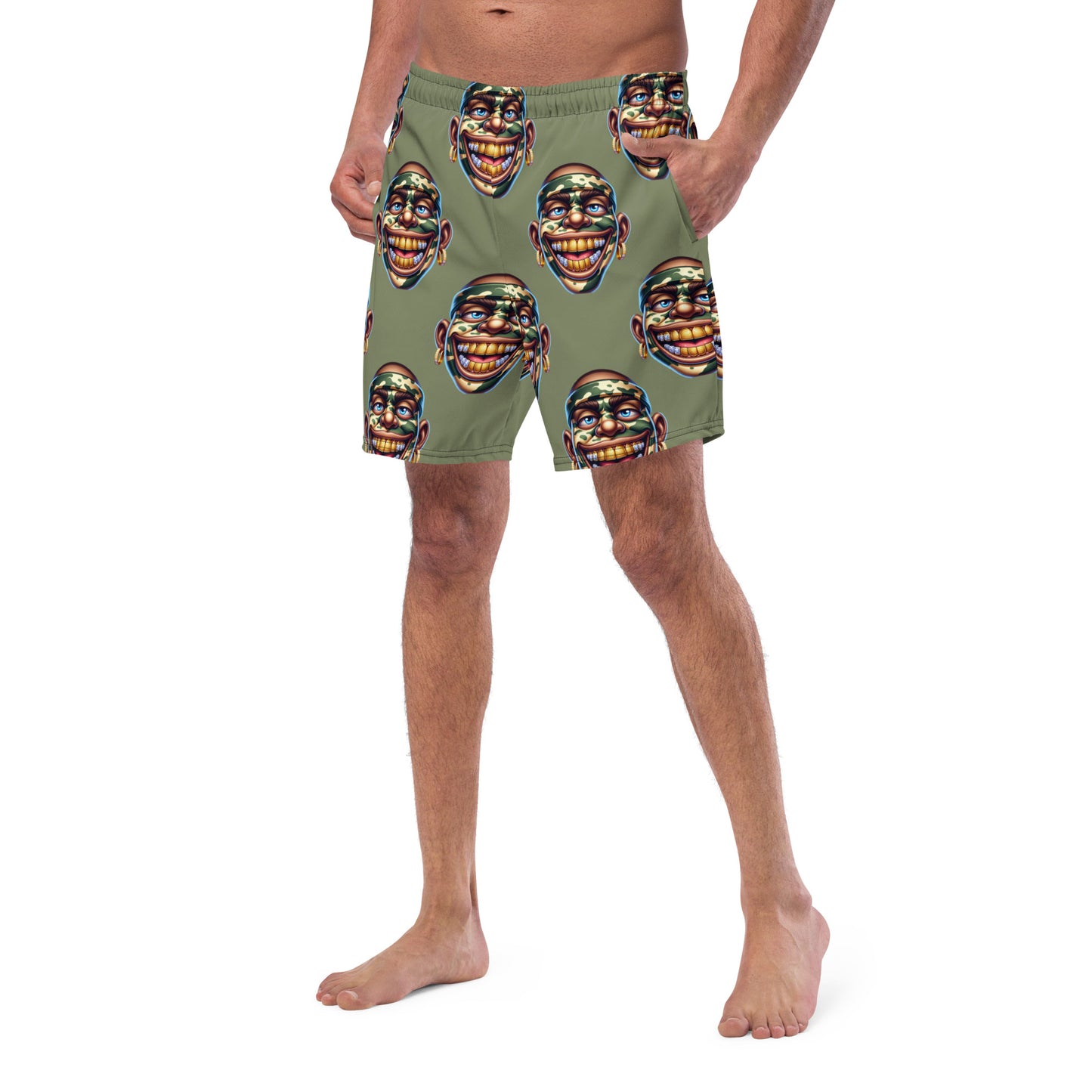 Marthann Camo Swim Trunks|Sage Green