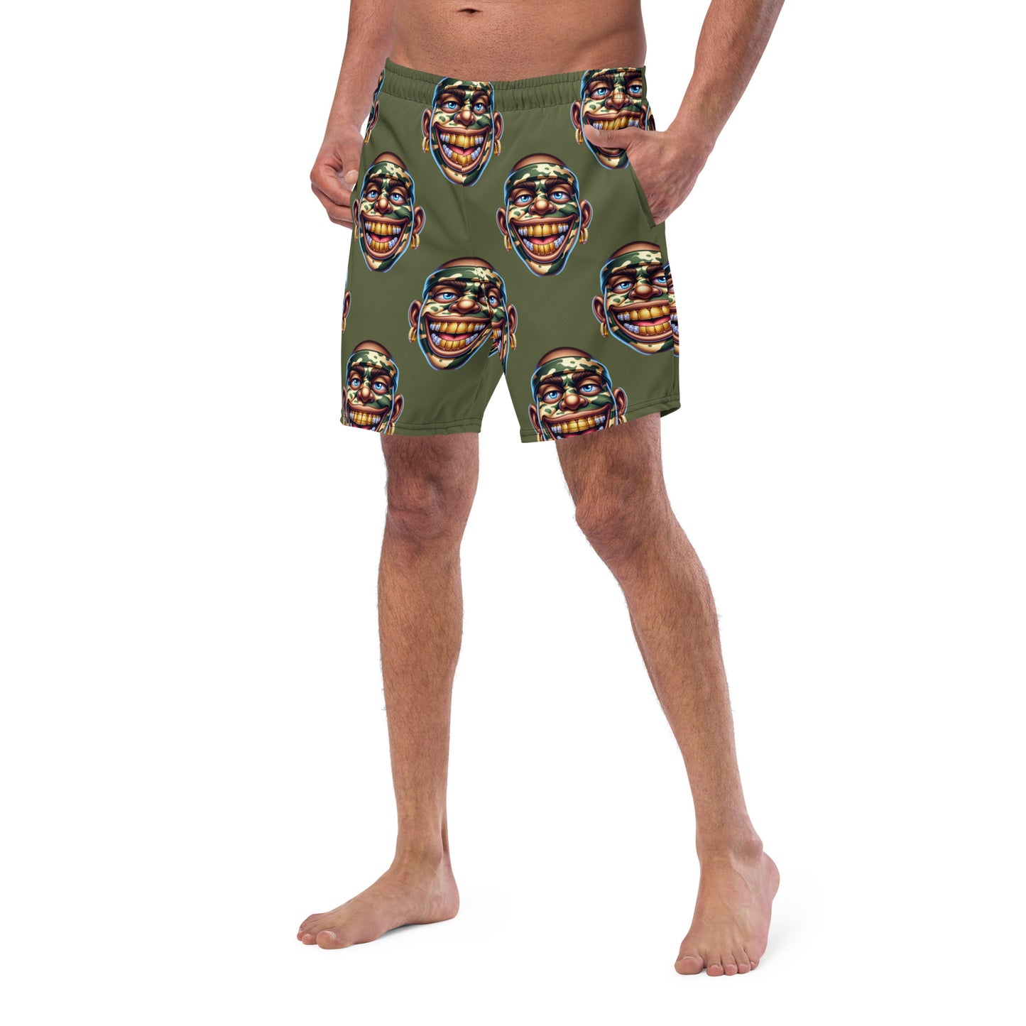 Marthann Camo Swim Trunks|Pine Green