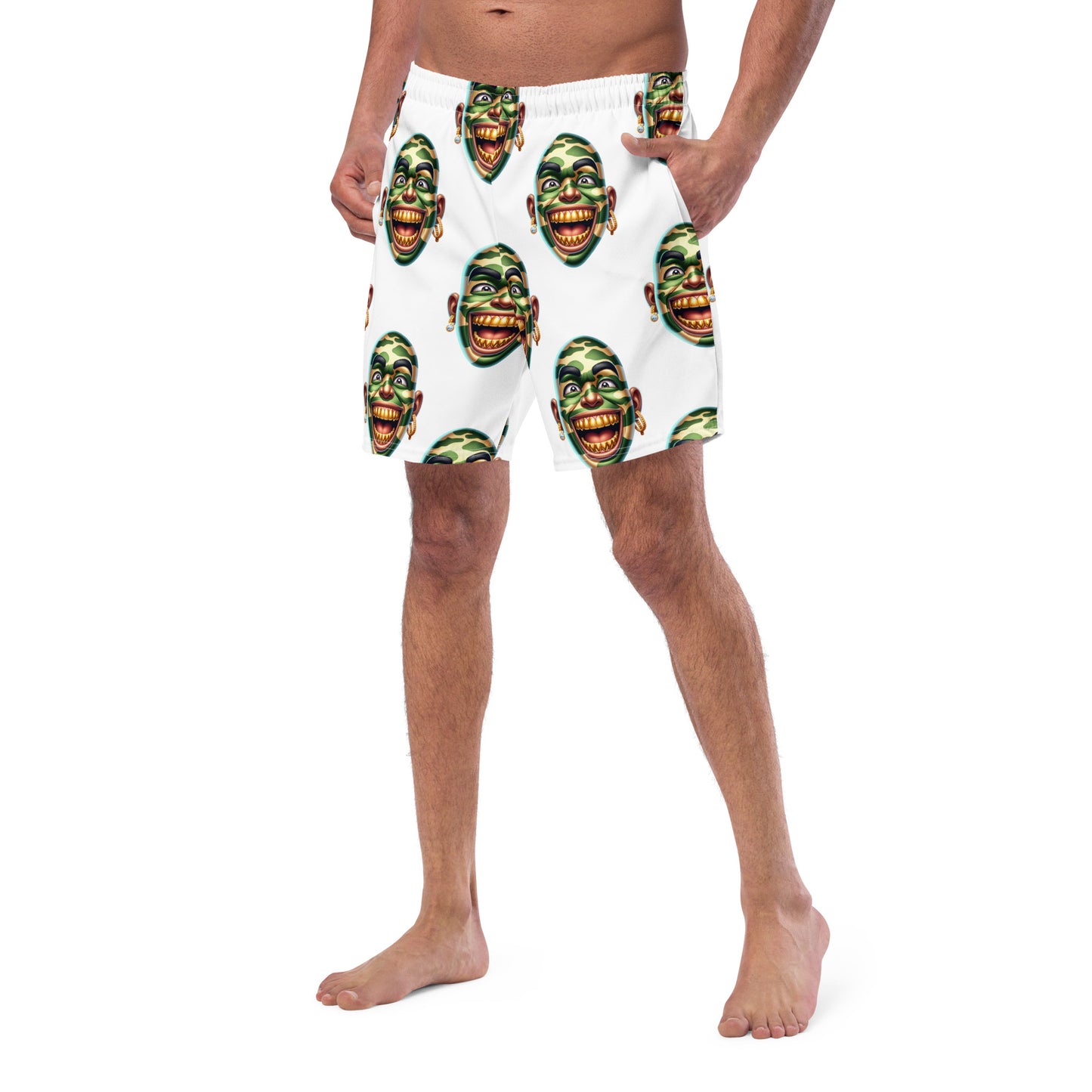 Marthann Army Style Swim Trunks|White