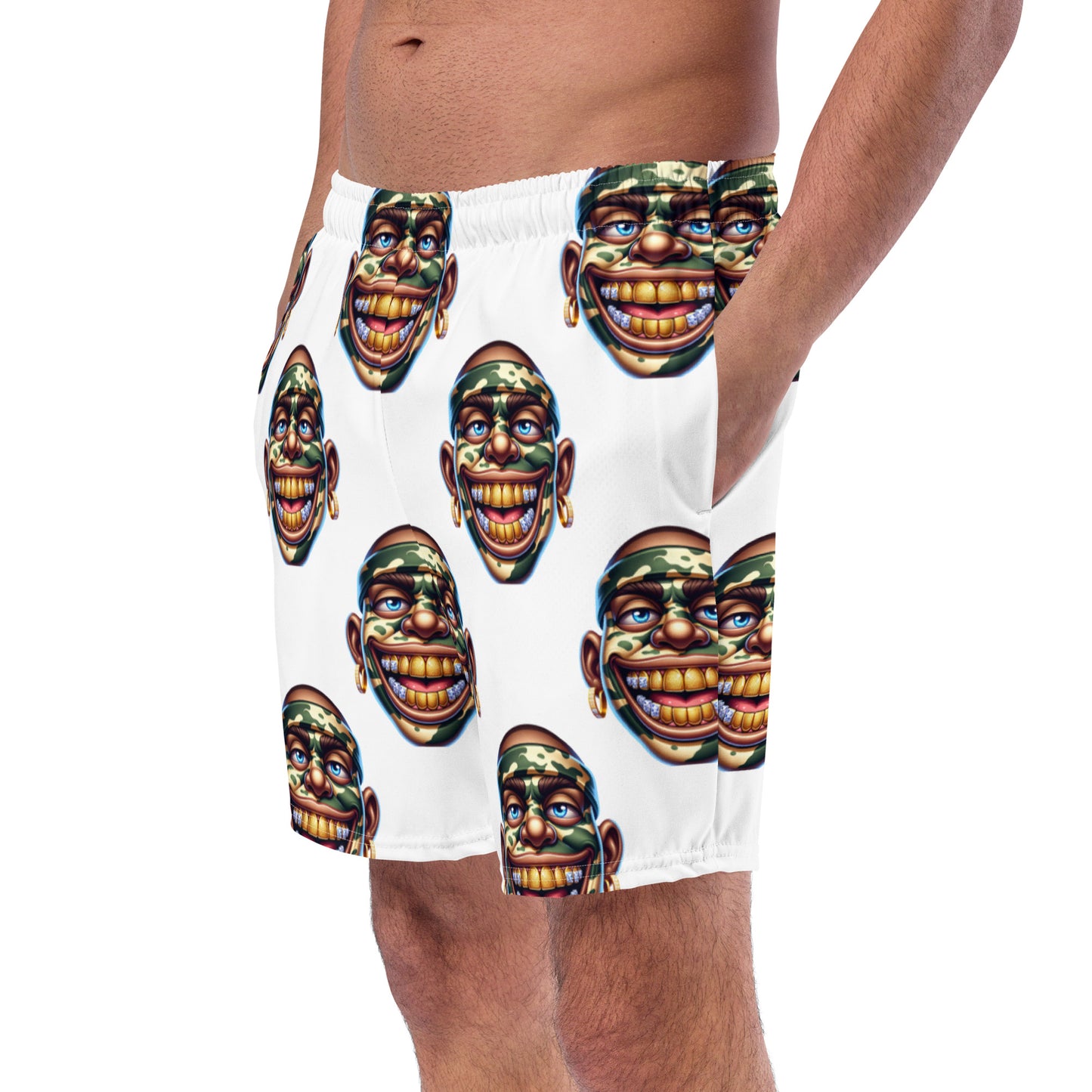 Marthann Army Camo Swim Trunks|White