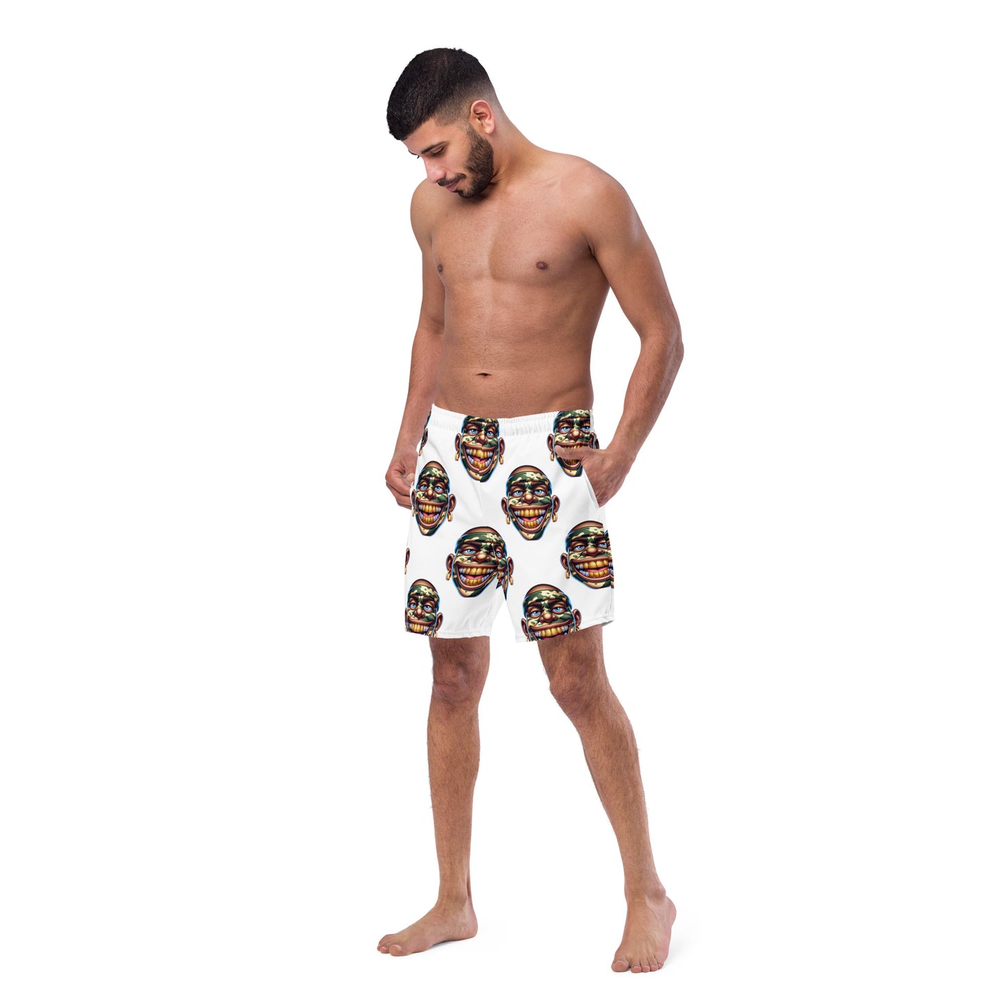 Marthann Army Camo Swim Trunks|White