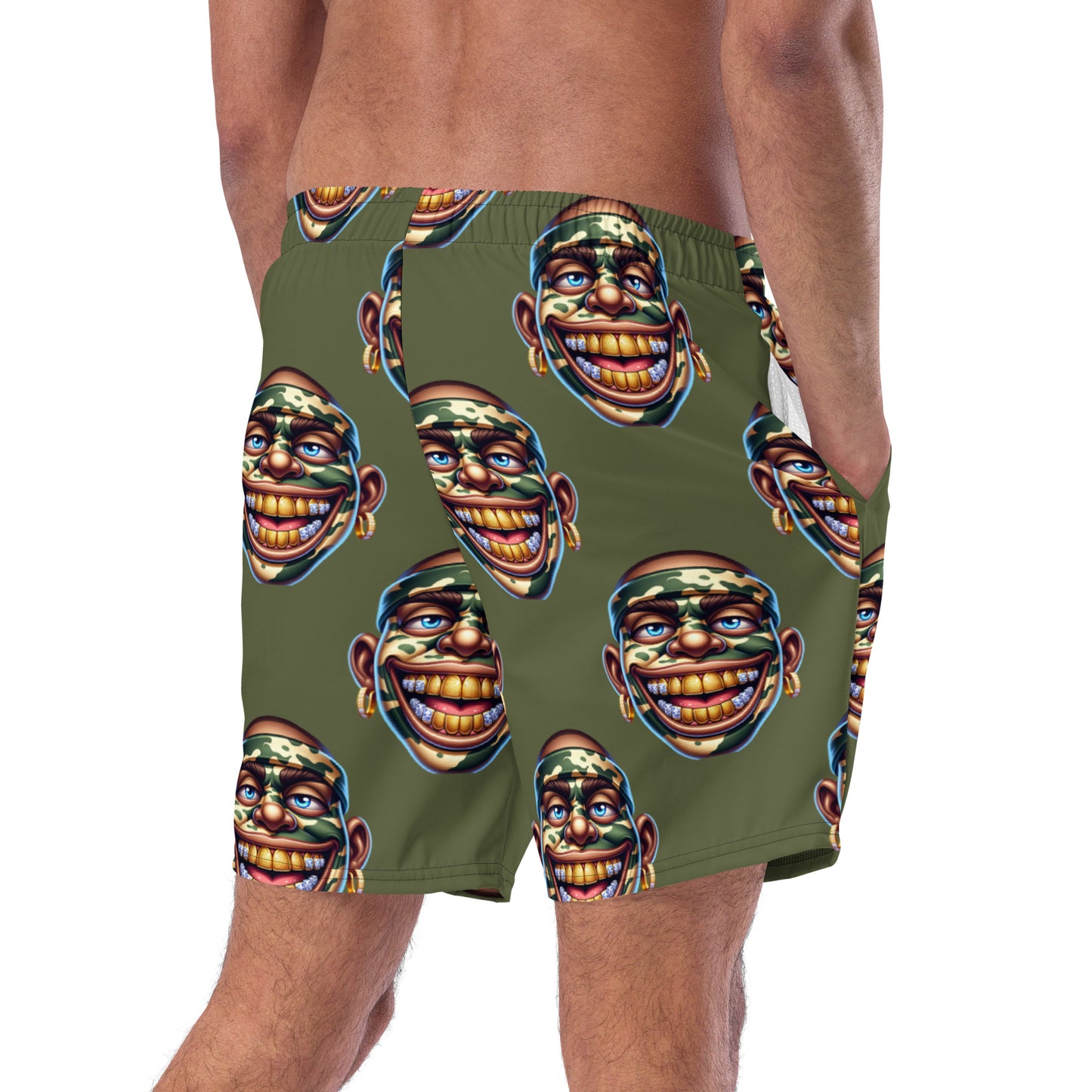 Marthann Camo Swim Trunks|Pine Green