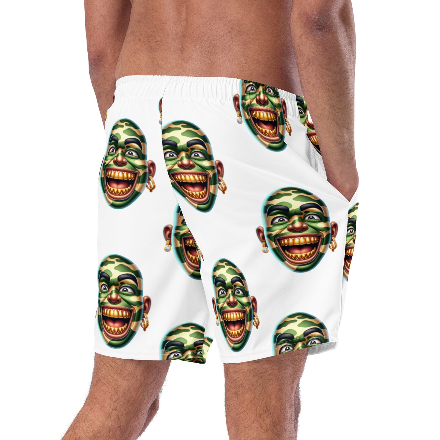 Marthann Army Style Swim Trunks|White