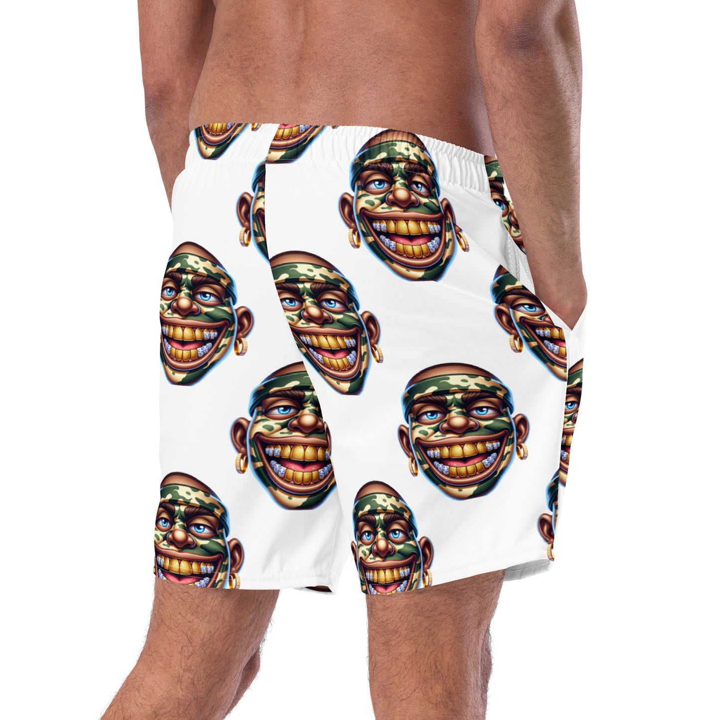 Marthann Army Camo Swim Trunks|White