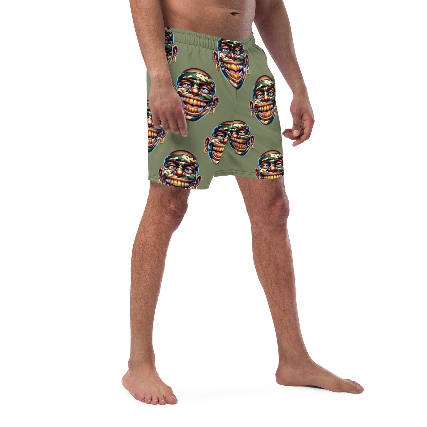 Marthann Camo Swim Trunks|Sage Green