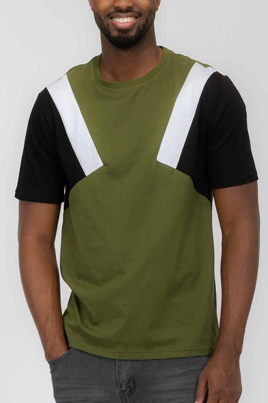 Mens Color Block Short Sleeve T-Shirt