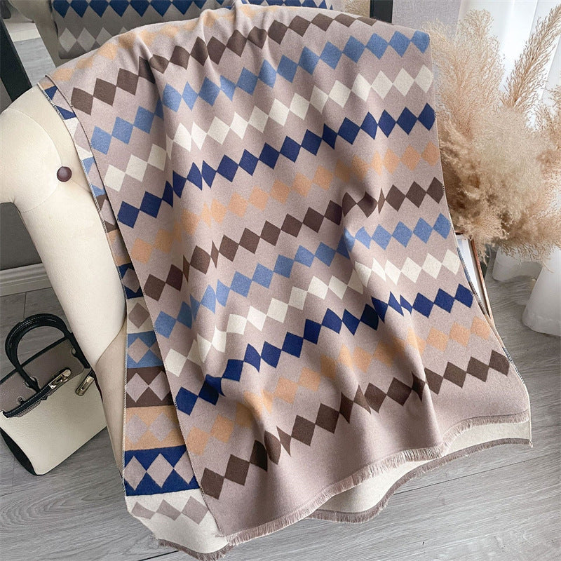 Cashmere-like Skin-friendly Short Tassel Scarf