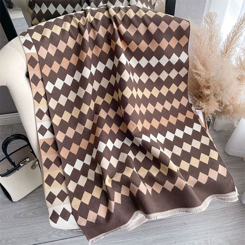 Cashmere-like Skin-friendly Short Tassel Scarf