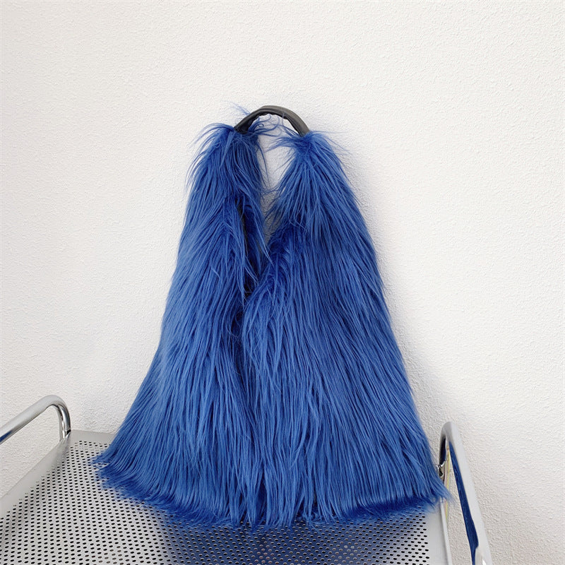 Water Wool One-shoulder Tote Plush Bag