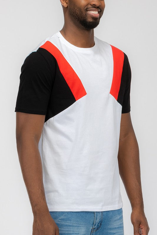 Mens Color Block Short Sleeve T-Shirt