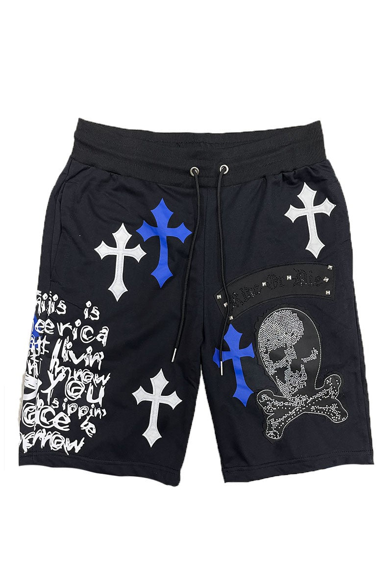 Mens Chrome Cross Skull Shorts